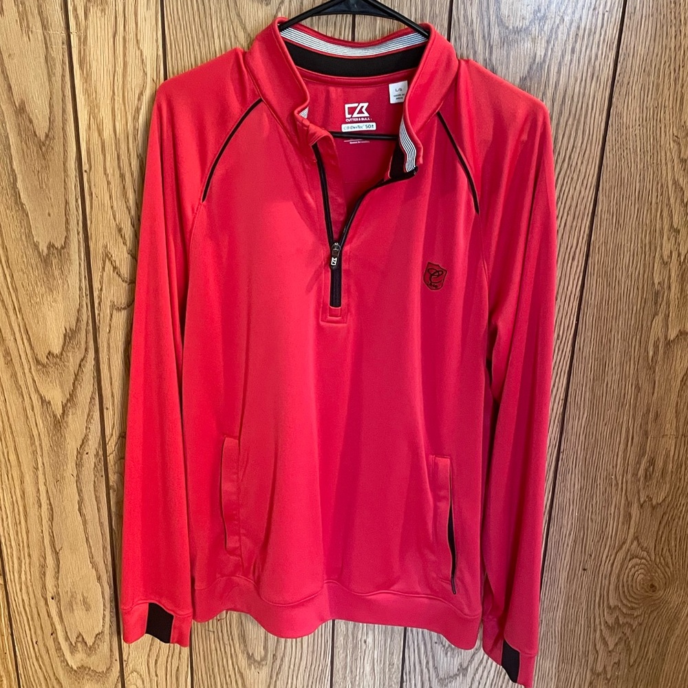 Cutter and Buck golf pullover size L. Good warm jacket red in color